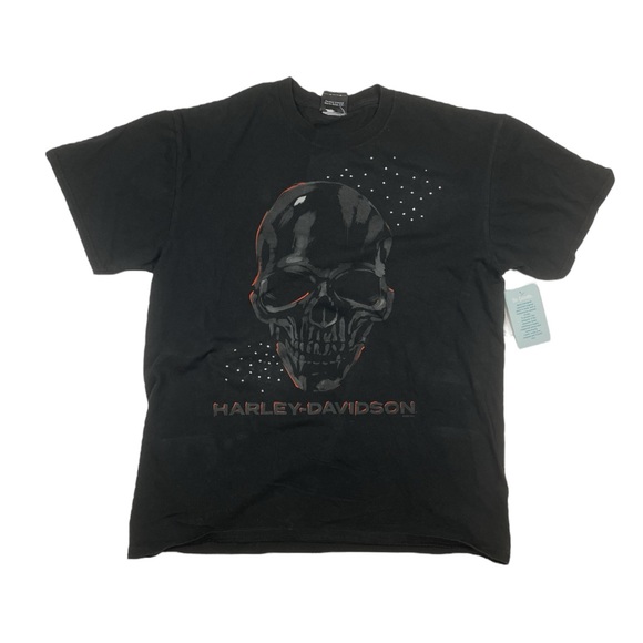 Harley Davidson oversized upcycled reworked Skull Boston graphic tee - Picture 1 of 4